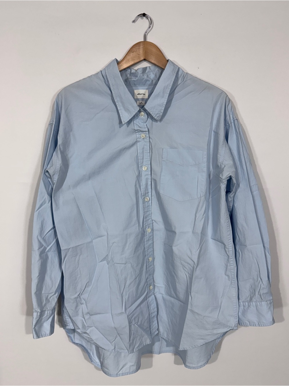WSH3 {Wilfred Free} "Relaxed Oversized Button Up Shirt" Classic Light Blue